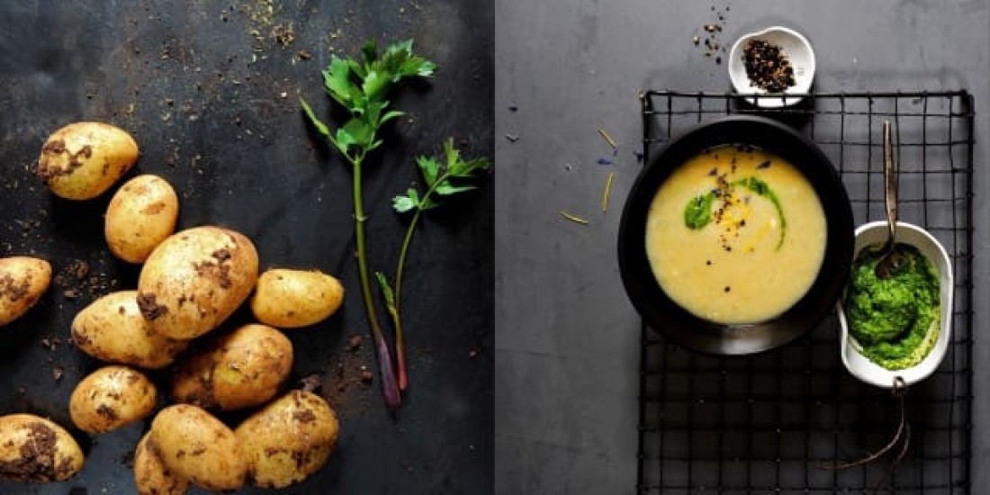 kartoffelsuppe mit liebstoeckelpesto